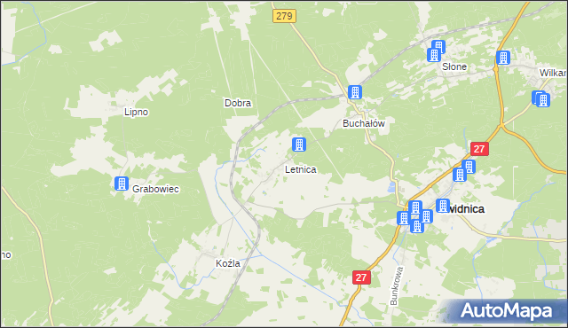 mapa Letnica, Letnica na mapie Targeo