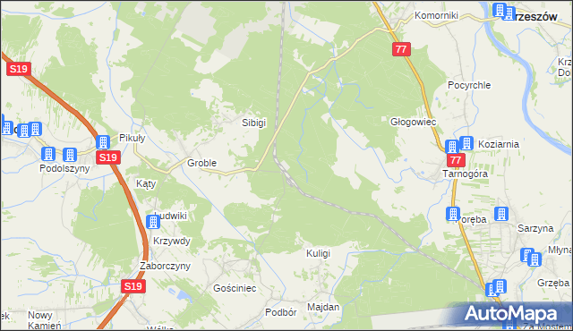 mapa Łętownia gmina Jeżowe, Łętownia gmina Jeżowe na mapie Targeo