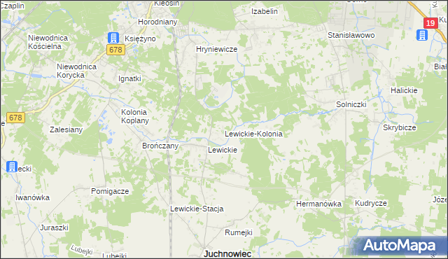 mapa Lewickie-Kolonia, Lewickie-Kolonia na mapie Targeo