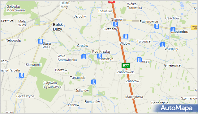 mapa Lewiczyn gmina Belsk Duży, Lewiczyn gmina Belsk Duży na mapie Targeo
