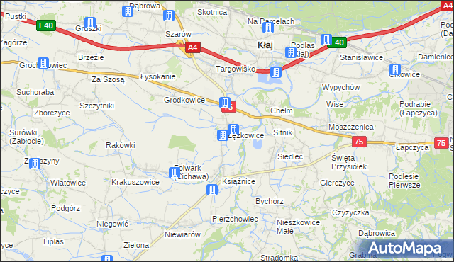 mapa Łężkowice, Łężkowice na mapie Targeo