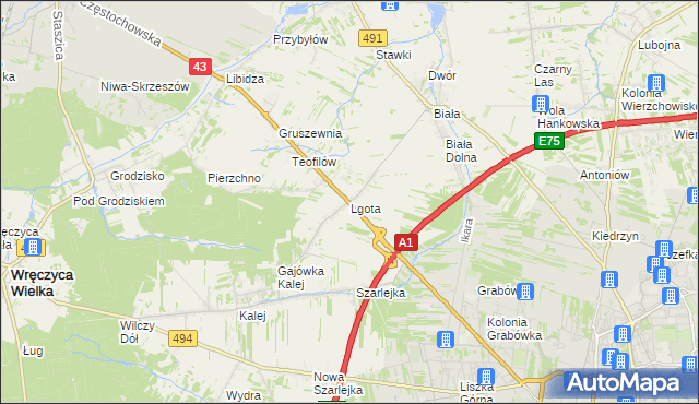 mapa Lgota gmina Kłobuck, Lgota gmina Kłobuck na mapie Targeo