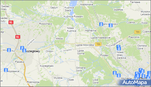 mapa Lgota-Mokrzesz, Lgota-Mokrzesz na mapie Targeo