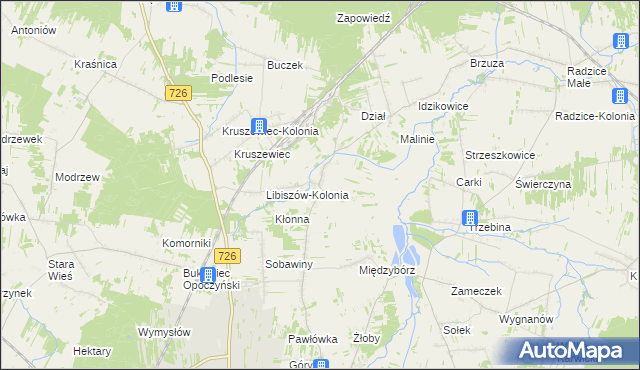 mapa Libiszów gmina Opoczno, Libiszów gmina Opoczno na mapie Targeo