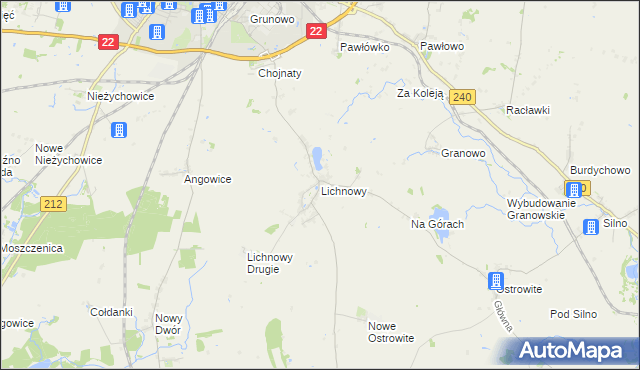mapa Lichnowy gmina Chojnice, Lichnowy gmina Chojnice na mapie Targeo