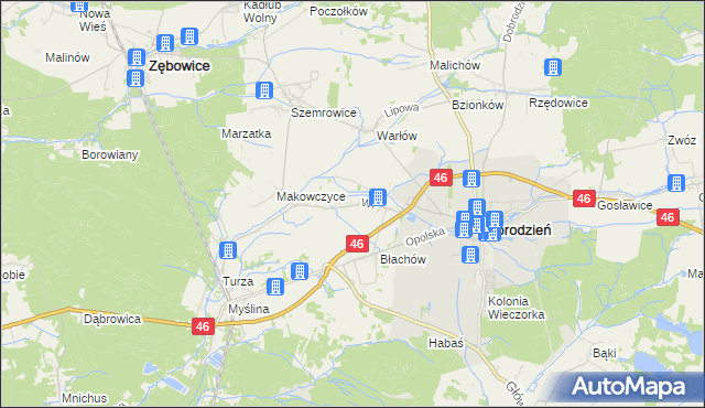 mapa Ligota Dobrodzieńska, Ligota Dobrodzieńska na mapie Targeo