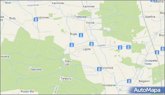 mapa Ligota gmina Raszków, Ligota gmina Raszków na mapie Targeo