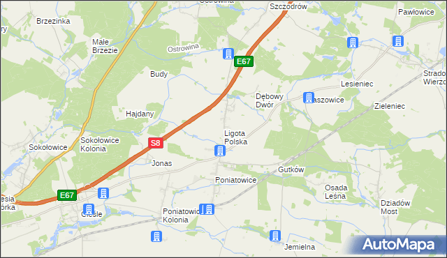 mapa Ligota Polska, Ligota Polska na mapie Targeo