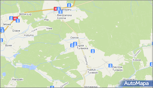 mapa Ligota Turawska, Ligota Turawska na mapie Targeo