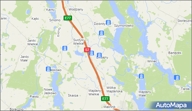 mapa Liksajny, Liksajny na mapie Targeo