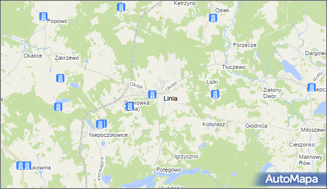 mapa Linia powiat wejherowski, Linia powiat wejherowski na mapie Targeo