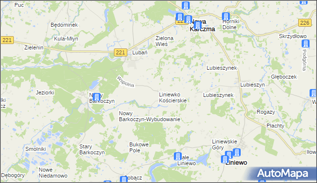 mapa Liniewko Kościerskie, Liniewko Kościerskie na mapie Targeo