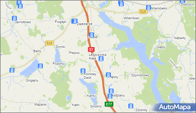 mapa Linki gmina Małdyty, Linki gmina Małdyty na mapie Targeo