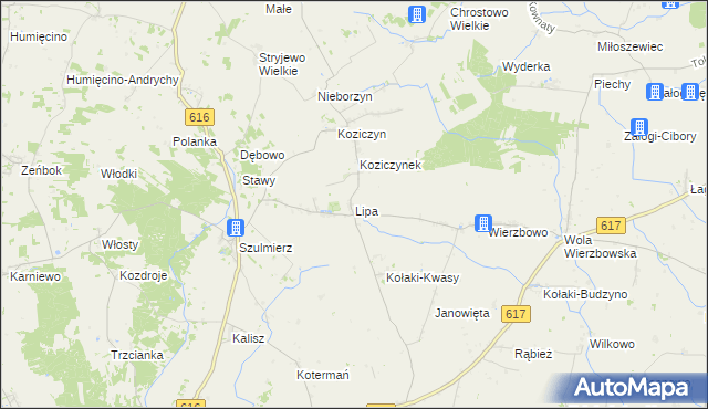 mapa Lipa gmina Regimin, Lipa gmina Regimin na mapie Targeo