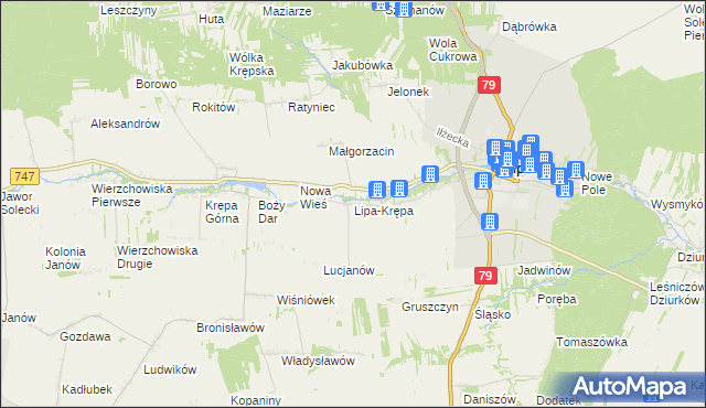 mapa Lipa-Krępa, Lipa-Krępa na mapie Targeo