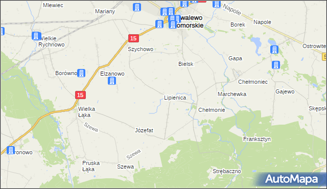 mapa Lipienica gmina Kowalewo Pomorskie, Lipienica gmina Kowalewo Pomorskie na mapie Targeo