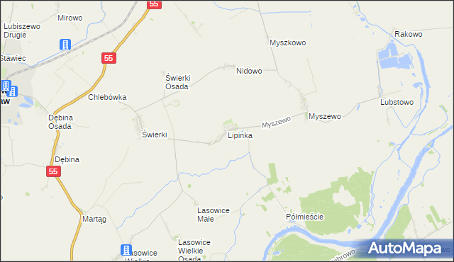 mapa Lipinka gmina Nowy Staw, Lipinka gmina Nowy Staw na mapie Targeo