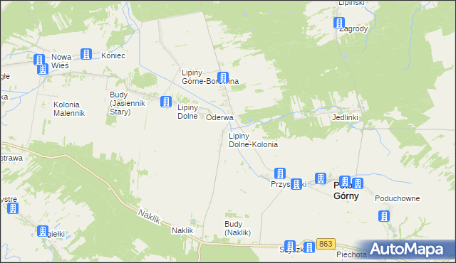 mapa Lipiny Dolne-Kolonia, Lipiny Dolne-Kolonia na mapie Targeo