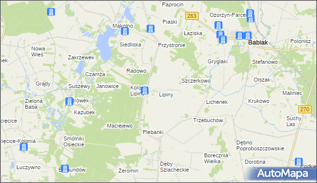 mapa Lipiny gmina Osiek Mały, Lipiny gmina Osiek Mały na mapie Targeo