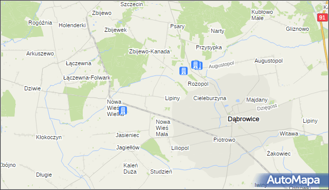 mapa Lipiny gmina Przedecz, Lipiny gmina Przedecz na mapie Targeo
