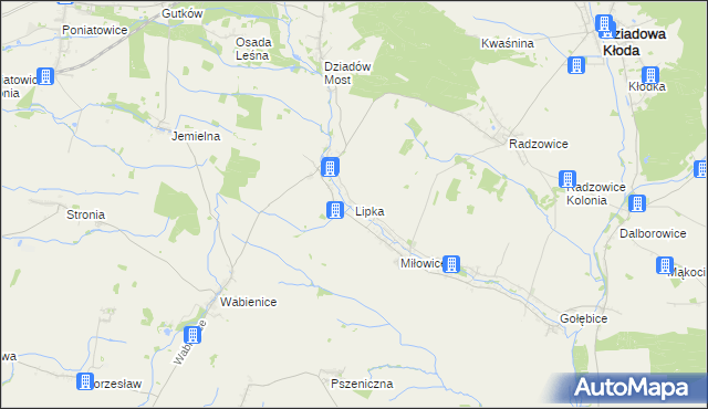 mapa Lipka gmina Dziadowa Kłoda, Lipka gmina Dziadowa Kłoda na mapie Targeo
