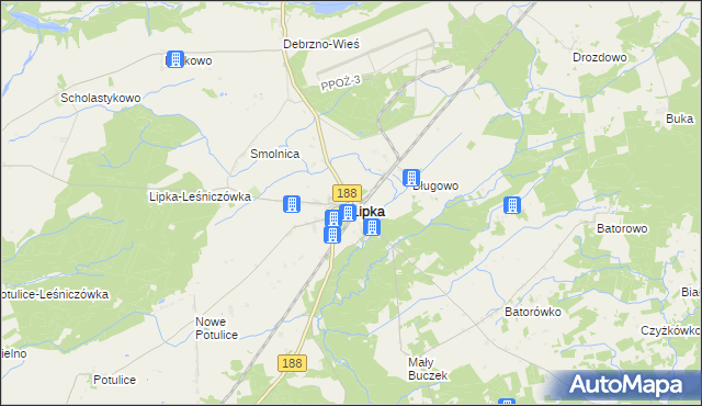 mapa Lipka powiat złotowski, Lipka powiat złotowski na mapie Targeo