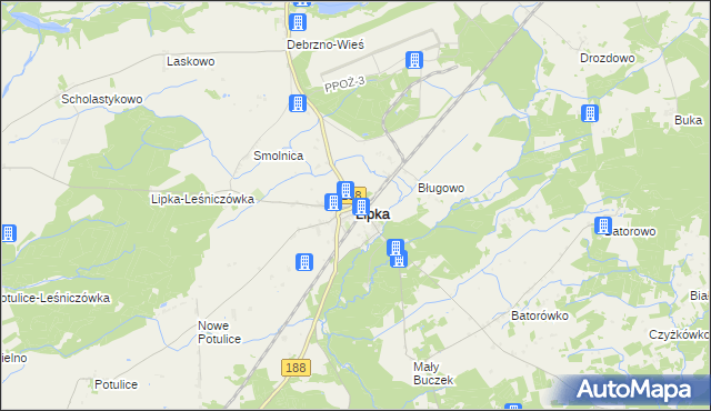 mapa Lipka powiat złotowski, Lipka powiat złotowski na mapie Targeo