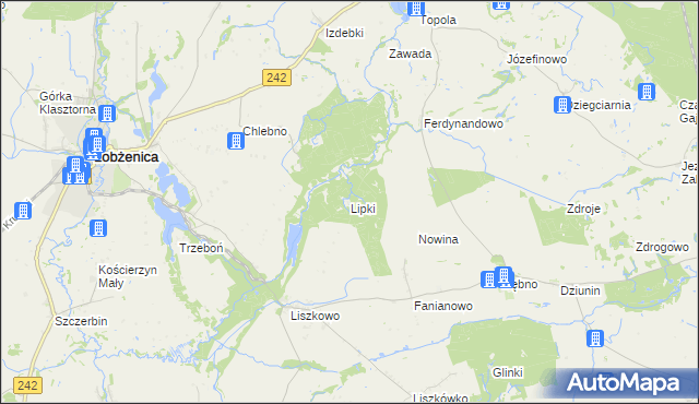 mapa Lipki gmina Łobżenica, Lipki gmina Łobżenica na mapie Targeo