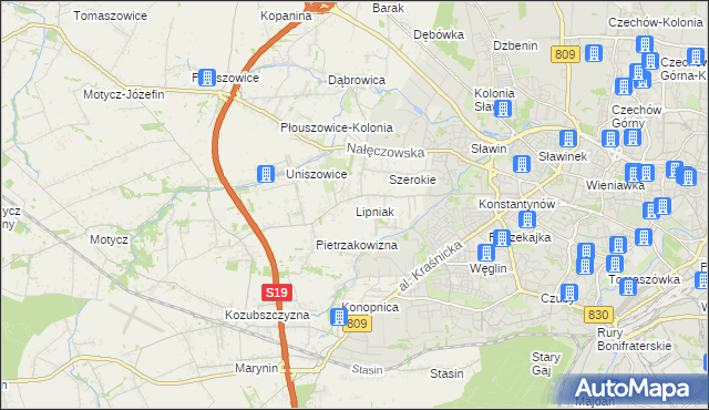 mapa Lipniak gmina Konopnica, Lipniak gmina Konopnica na mapie Targeo