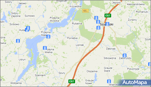 mapa Lipniak gmina Szypliszki, Lipniak gmina Szypliszki na mapie Targeo