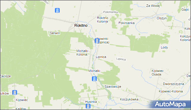 mapa Lipnica gmina Rokitno, Lipnica gmina Rokitno na mapie Targeo