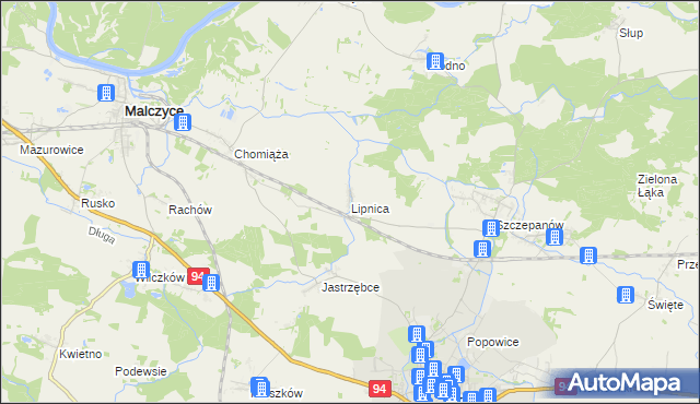 mapa Lipnica gmina Środa Śląska, Lipnica gmina Środa Śląska na mapie Targeo