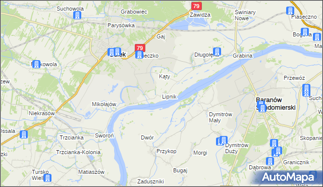 mapa Lipnik gmina Osiek, Lipnik gmina Osiek na mapie Targeo