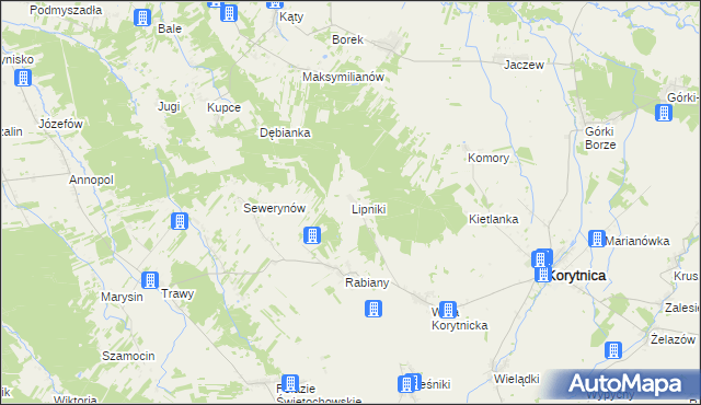 mapa Lipniki gmina Korytnica, Lipniki gmina Korytnica na mapie Targeo