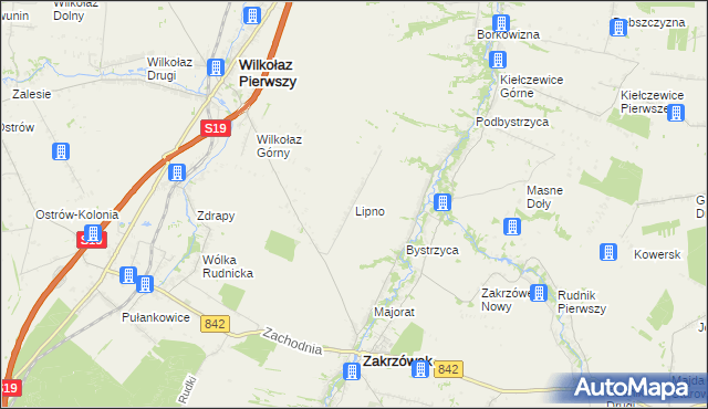 mapa Lipno gmina Zakrzówek, Lipno gmina Zakrzówek na mapie Targeo