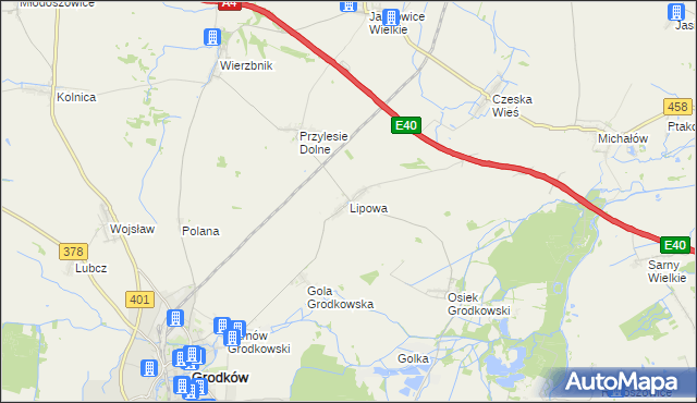 mapa Lipowa gmina Grodków, Lipowa gmina Grodków na mapie Targeo