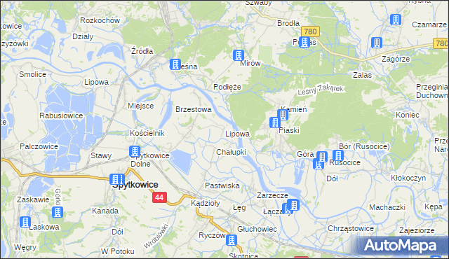 mapa Lipowa gmina Spytkowice, Lipowa gmina Spytkowice na mapie Targeo