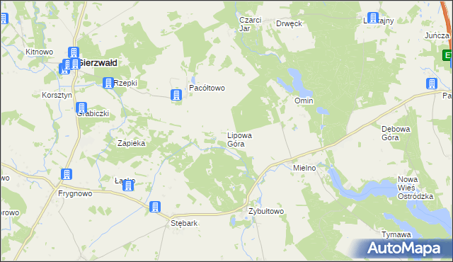 mapa Lipowa Góra gmina Grunwald, Lipowa Góra gmina Grunwald na mapie Targeo