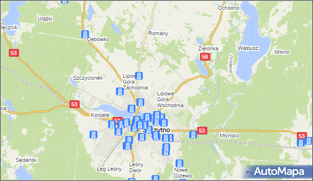 mapa Lipowa Góra Wschodnia, Lipowa Góra Wschodnia na mapie Targeo