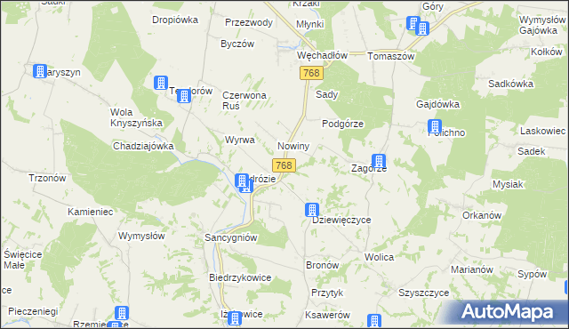 mapa Lipówka gmina Działoszyce, Lipówka gmina Działoszyce na mapie Targeo