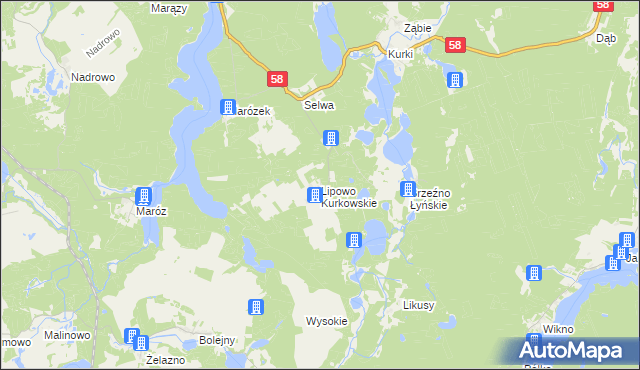 mapa Lipowo Kurkowskie, Lipowo Kurkowskie na mapie Targeo