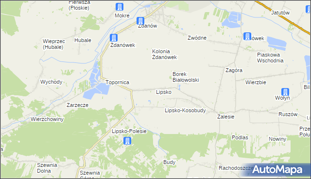 mapa Lipsko gmina Zamość, Lipsko gmina Zamość na mapie Targeo