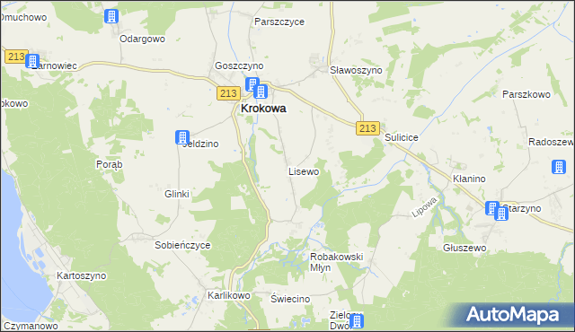 mapa Lisewo gmina Krokowa, Lisewo gmina Krokowa na mapie Targeo