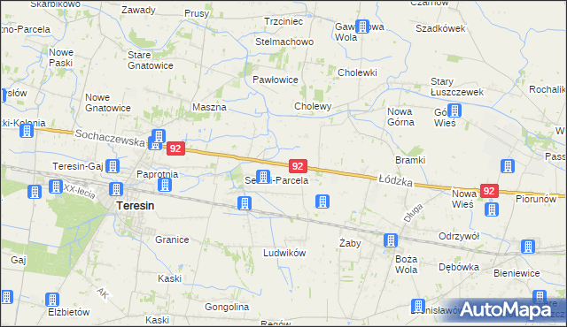 mapa Lisice gmina Teresin, Lisice gmina Teresin na mapie Targeo