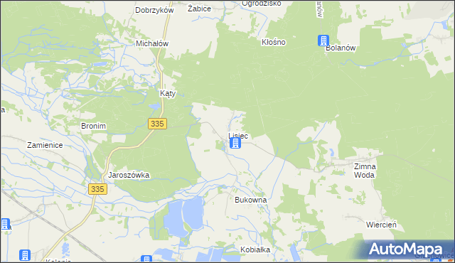 mapa Lisiec gmina Lubin, Lisiec gmina Lubin na mapie Targeo