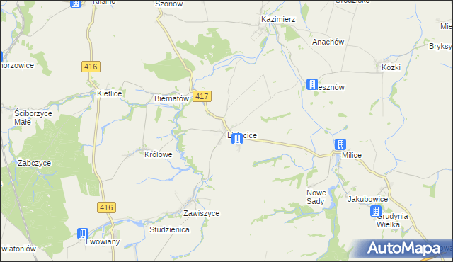 mapa Lisięcice, Lisięcice na mapie Targeo