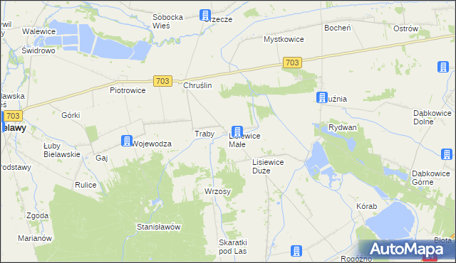 mapa Lisiewice Małe, Lisiewice Małe na mapie Targeo