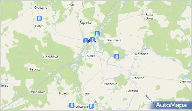 mapa Liskowo gmina Rąbino, Liskowo gmina Rąbino na mapie Targeo