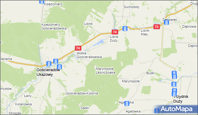 mapa Liśnik Duży-Kolonia, Liśnik Duży-Kolonia na mapie Targeo