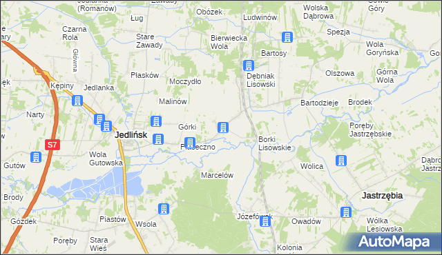 mapa Lisów gmina Jedlińsk, Lisów gmina Jedlińsk na mapie Targeo